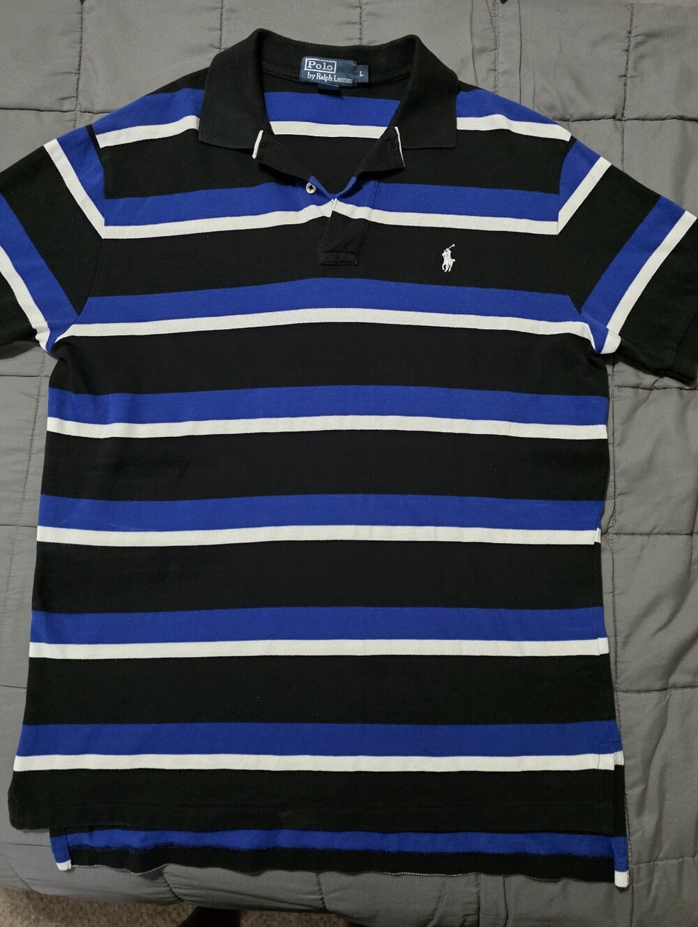 Ralph Lauren Black, Blue & White Striped Polo